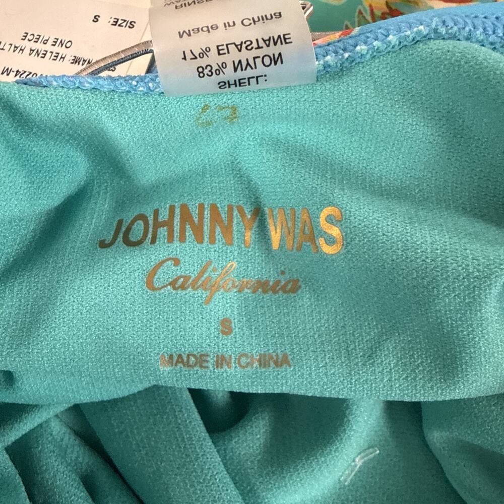 Johnny Was Size Small Helena Halter One Piece Swimsuit Blue Floral NWT $198 - Picture 11 of 11